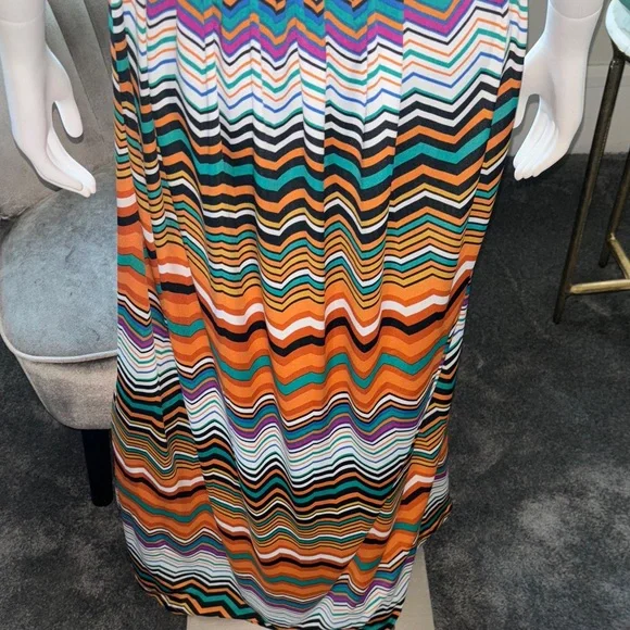 Magic Strapless Chevron Maxi Dress in Orange, Teal, Black, White - Picture 10 of 14